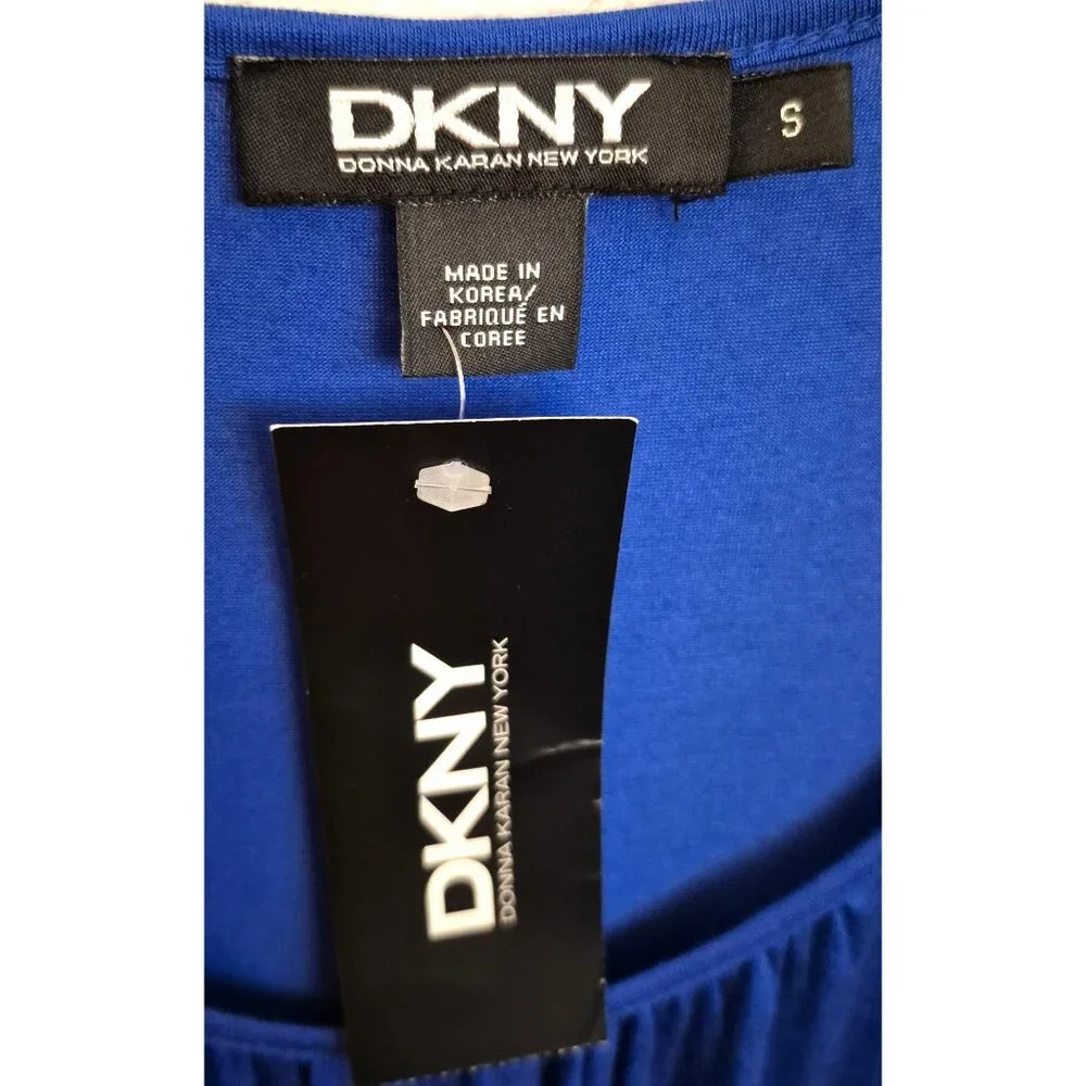 DKNY Bright Blue Pullon On Elastic Waist Casual Dress Size S, NWT